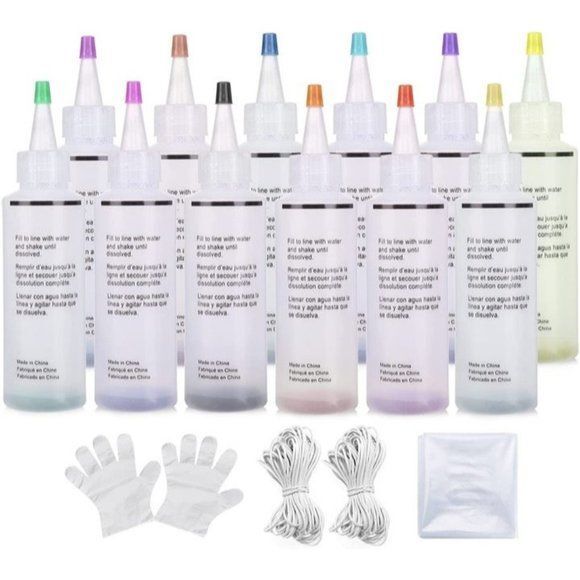 Tie Dye DIY Kit,12 Colors Shirt Fabric Tie Dye Kit for Kids,Adults Non-Toxic - Picture 1 of 6